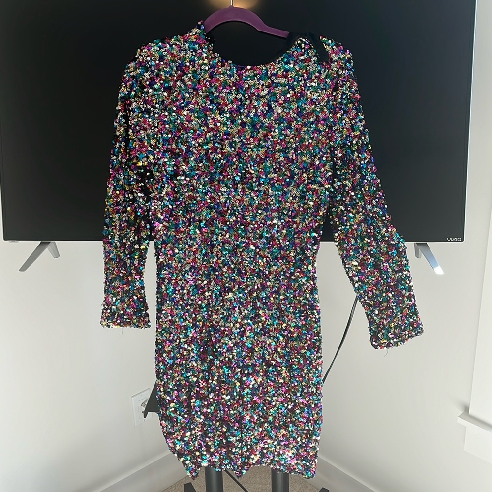 Sequin Long Sleeve Mini Dress